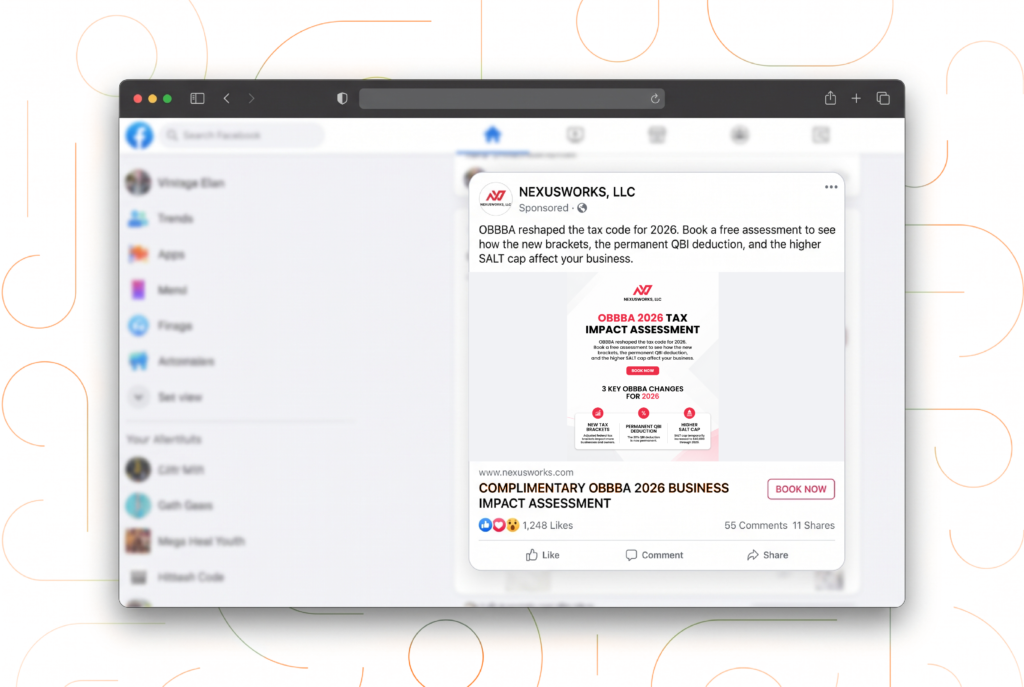 White label Facebook ads campaign displayed in a social media feed